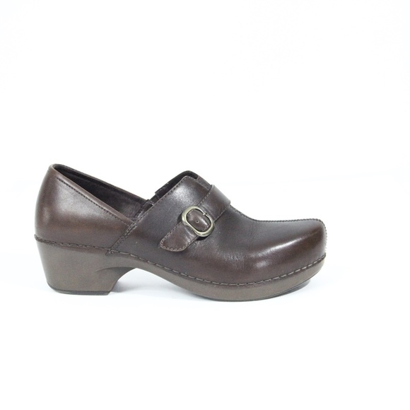 Dansko Brown Leather Clogs Women Shoe Chunky Heel Platform EU 41 - Picture 1 of 10